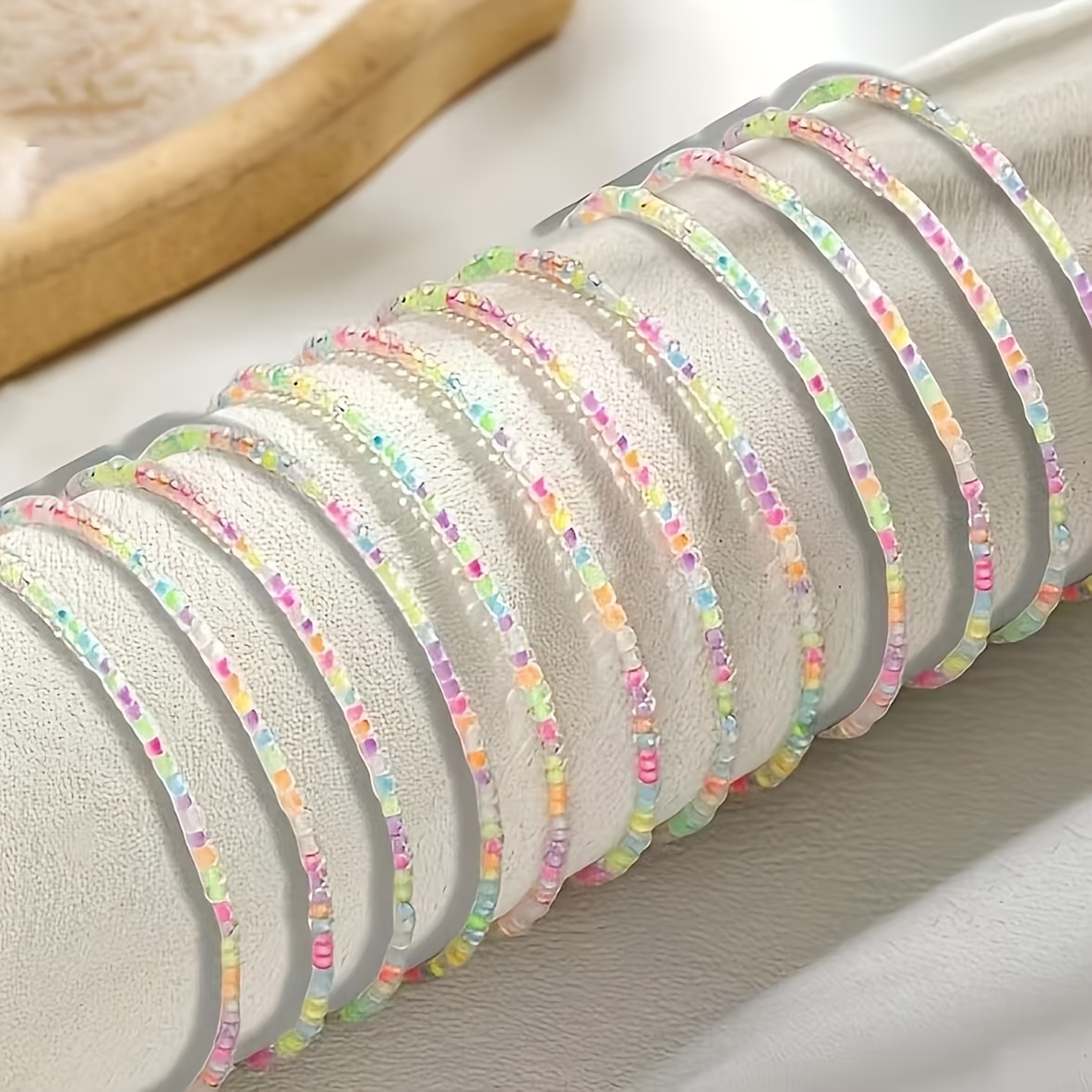 12pc Luminous Colorful Beaded Anklet Set